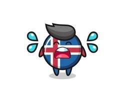 illustrazione del fumetto della bandiera dell'islanda con gesto di pianto vettore