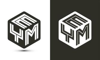 eym lettera logo design con illustratore cubo logo, vettore logo moderno alfabeto font sovrapposizione stile.