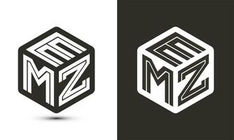 emz lettera logo design con illustratore cubo logo, vettore logo moderno alfabeto font sovrapposizione stile.