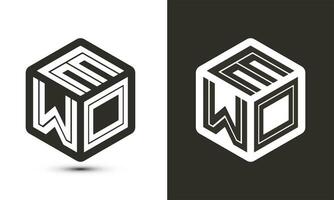 ewo lettera logo design con illustratore cubo logo, vettore logo moderno alfabeto font sovrapposizione stile.