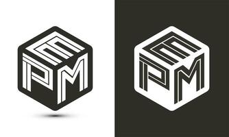epm lettera logo design con illustratore cubo logo, vettore logo moderno alfabeto font sovrapposizione stile.