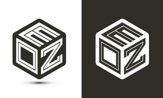 eoz lettera logo design con illustratore cubo logo, vettore logo moderno alfabeto font sovrapposizione stile.