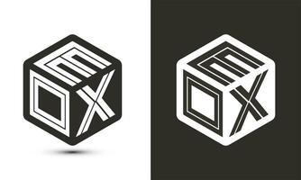eox lettera logo design con illustratore cubo logo, vettore logo moderno alfabeto font sovrapposizione stile.