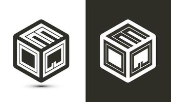 eoq lettera logo design con illustratore cubo logo, vettore logo moderno alfabeto font sovrapposizione stile.