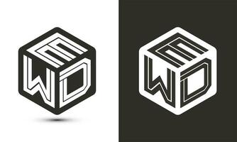 ewd lettera logo design con illustratore cubo logo, vettore logo moderno alfabeto font sovrapposizione stile.