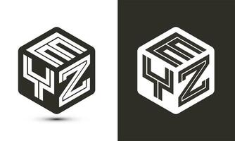 eyz lettera logo design con illustratore cubo logo, vettore logo moderno alfabeto font sovrapposizione stile.