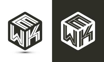 ewk lettera logo design con illustratore cubo logo, vettore logo moderno alfabeto font sovrapposizione stile.