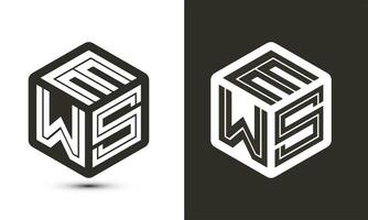 ew lettera logo design con illustratore cubo logo, vettore logo moderno alfabeto font sovrapposizione stile.