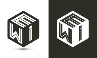 ewi lettera logo design con illustratore cubo logo, vettore logo moderno alfabeto font sovrapposizione stile.