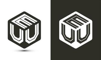 euu lettera logo design con illustratore cubo logo, vettore logo moderno alfabeto font sovrapposizione stile.