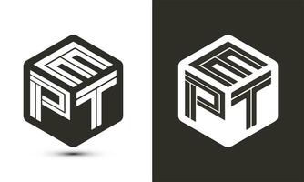 ept lettera logo design con illustratore cubo logo, vettore logo moderno alfabeto font sovrapposizione stile.