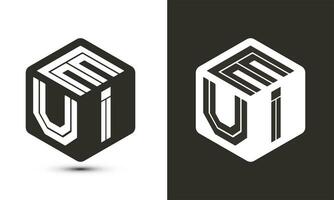 eui lettera logo design con illustratore cubo logo, vettore logo moderno alfabeto font sovrapposizione stile.