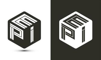 epi lettera logo design con illustratore cubo logo, vettore logo moderno alfabeto font sovrapposizione stile.