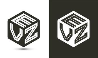 evz lettera logo design con illustratore cubo logo, vettore logo moderno alfabeto font sovrapposizione stile.