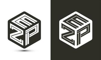 ezp lettera logo design con illustratore cubo logo, vettore logo moderno alfabeto font sovrapposizione stile.