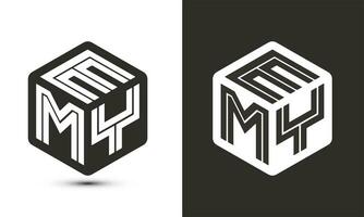 emy lettera logo design con illustratore cubo logo, vettore logo moderno alfabeto font sovrapposizione stile.