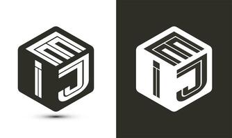 eij lettera logo design con illustratore cubo logo, vettore logo moderno alfabeto font sovrapposizione stile.