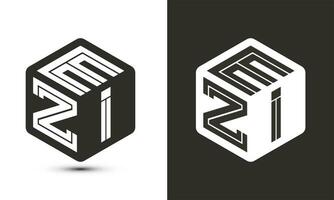 ezi lettera logo design con illustratore cubo logo, vettore logo moderno alfabeto font sovrapposizione stile.