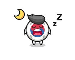 illustrazione del personaggio della bandiera della corea del sud che dorme di notte vettore