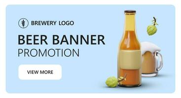 colore modello per pubblicità birra. alcolizzato bevande nel bottiglie e tazze vettore