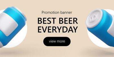 pagina per sito web con realistico cartone animato lattine di birra su caldo sfondo vettore