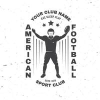 americano calcio o Rugby club distintivo. vettore . concetto per camicia, logo, Stampa, francobollo, tee, toppa. Vintage ▾ tipografia design con americano calcio sportivo giocatore silhouette