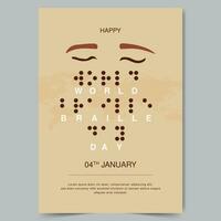 mondo braille giorno 4 ° gennaio manifesto con braille alfabetico sistema illustrazione su isolato sfondo vettore