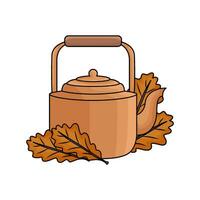 teiera bevanda con autunno foglia illustrazione vettore