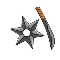 shuriken con samurai illustrazione vettore