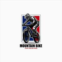 discesa montagna bicicletta nero sagome logo vettore