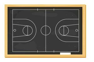 pallacanestro lavagna con gesso gioco strategia, allenatore Piano. bianca Linee su asse, addestramento, formazione scolastica. vettore illustrazione