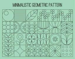 astratto geometrico fiori e impianti. bauhaus modello. mosaico stile. semplice geometrico forme. tessile sfondo. vettore botanico illustrazione.