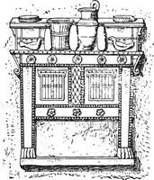 vasellame caricare buffet, Vintage ▾ incisione. vettore