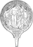 etrusco specchio, Vintage ▾ incisione. vettore