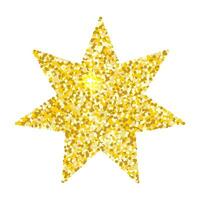 d'oro luccichio stella con Sette raggi isolato su bianca sfondo. scintillante vettore vacanza arredamento, metallico elemento.