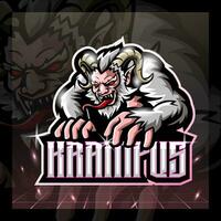 Krampus mascotte esport logo design. vettore