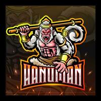 design del logo esport della mascotte hanuman vettore