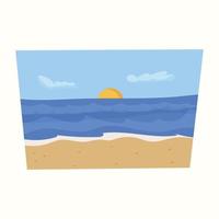 paesaggio del mare e del sole. illustrazione vettoriale in stile piatto