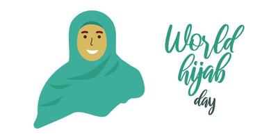 mondo hijab giorno febbraio 1 popolare vacanza. vettore