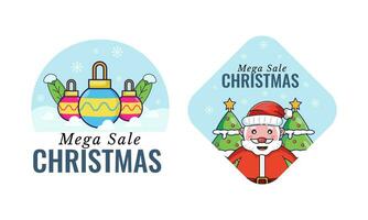 piatto Natale vendita collezione vettore icona illustrazione. piatto cartone animato stile adatto per badge