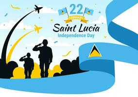 santo lucia indipendenza giorno vettore illustrazione su febbraio 22 con agitando bandiera nel nazionale vacanza celebrazione piatto cartone animato sfondo design