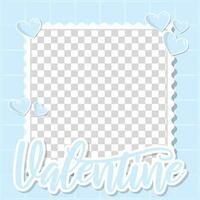 vuoto foto piazza telaio contento San Valentino giorno stile blu amore modello design vettore illustrazione