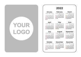 modello di calendario tascabile 2022 con posto per il logo vettore