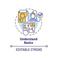 2d modificabile multicolore icona capire le basi concetto, isolato vettore, Salute interoperabilità risorse magro linea illustrazione. vettore