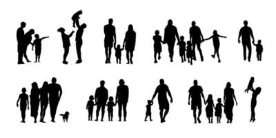 contento famiglia silhouette collezione vettore