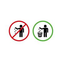 fare non rifiuti cartello illustrazione, no littering simbolo vettore