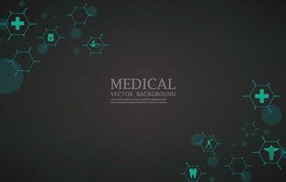 nero medico moderno wallpaper.geometric hexagon.medical icone vettore