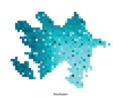 vettore isolato geometrico illustrazione con semplificato ghiacciato blu silhouette di azerbaijan carta geografica. pixel arte stile per nft modello. tratteggiata logo con pendenza struttura per design su bianca sfondo