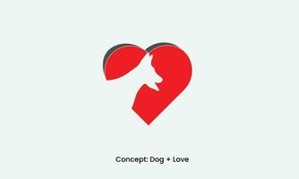 vettore cane amore monogramma logo modello