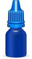 blu plastica bottiglia modello per medico o cosmetico fluido, occhio gocce, olio. contagocce medico confezione modello. vettore illustrazione. eps10.